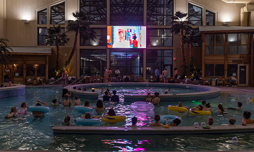 Students at dive-in movie event.