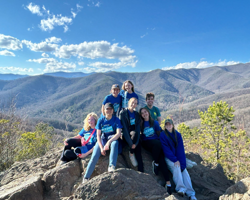Group of students taking a photo.