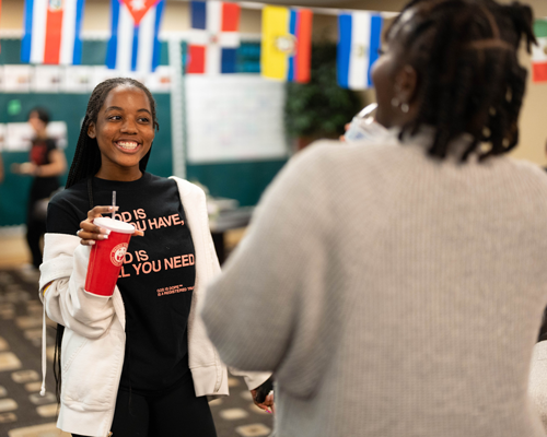 Student in Multicultural Center.