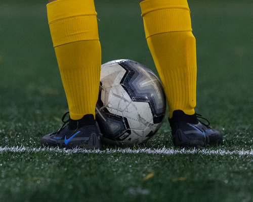 Soccer ball on field.
