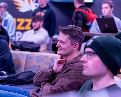 Students at video game event.