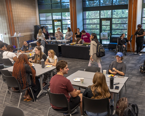 Students at Rise & Grind event.