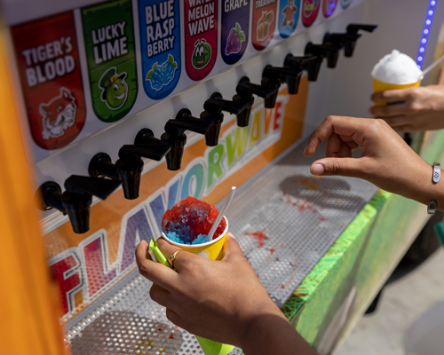 Students at food trucks.
