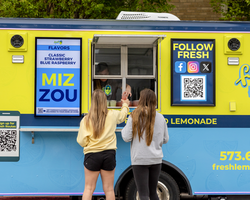Students at a food truck.