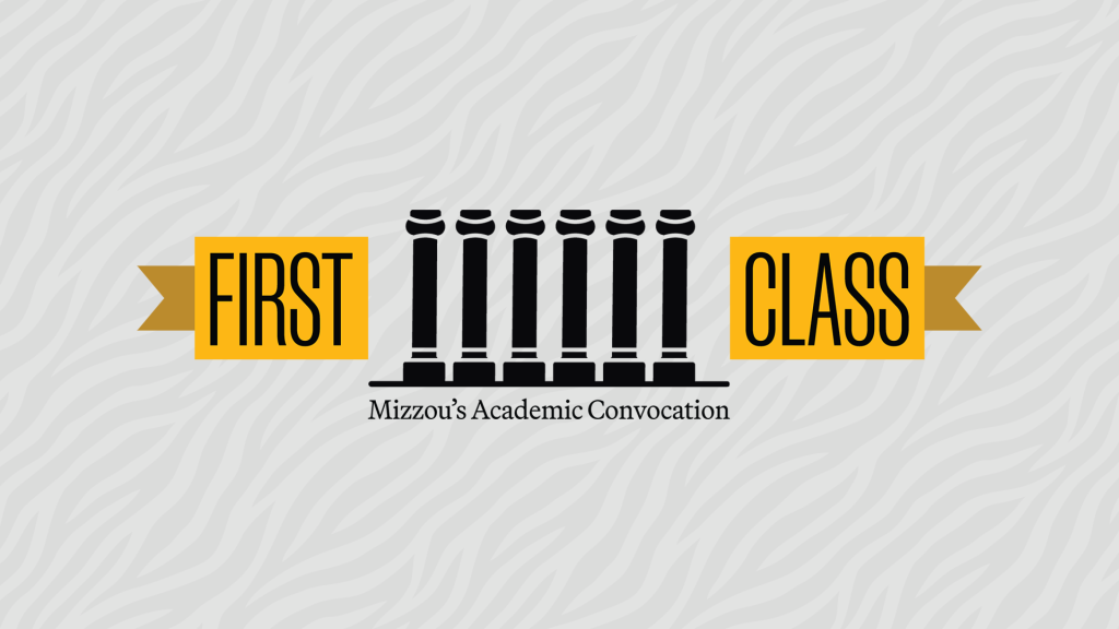 Graphic with black columns and gold text that says 